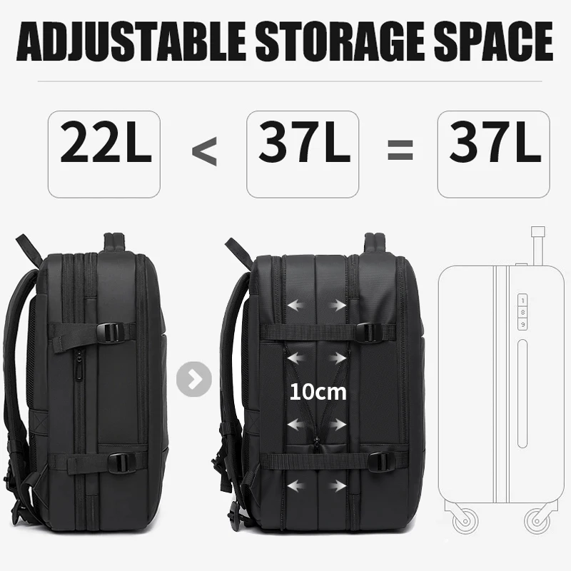 BANGE Expandable Men's Backpack Waterproof 17.3 in - Image 2