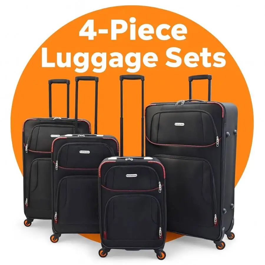 4-Piece Softside Spinner Luggage Set – Lightweight Travel Bags With 360° Wheels, Multiple Pockets & Telescopic Handles - Image 2