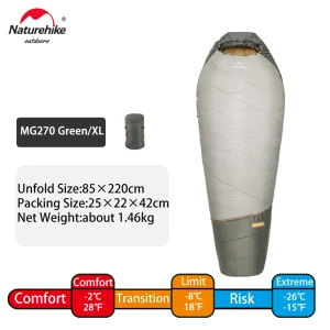 Naturehike MG120 MG270 Mummy Sleeping Bag -2~5℃ Ultralight Camping Hiking Cotton Warm Thermal Winter Machine Washable Tour Gear - Thumbnail Image 9
