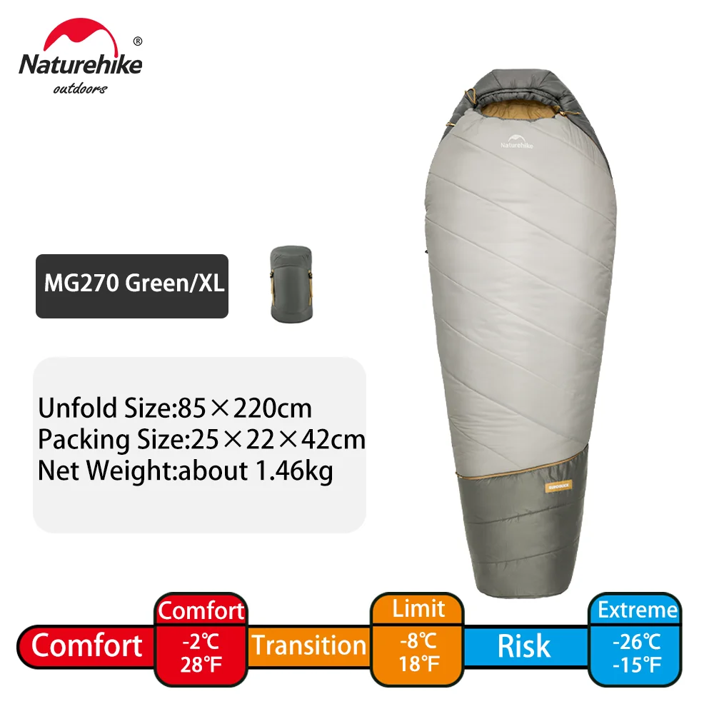 Naturehike MG120 MG270 Mummy Sleeping Bag -2~5℃ Ultralight Camping Hiking Cotton Warm Thermal Winter Machine Washable Tour Gear - Image 9