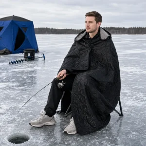 Hooded Camping Blanket, 78.74"×55.12" Waterproof Fleece Outdoor Throw - Thumbnail Image 4