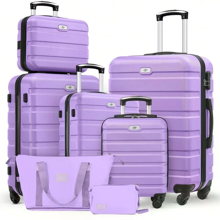Hardside Luggage Set, 16/20/24/28 Inch Spinner Suitcases + 2 Travel Bags + 1 Cosmetic Case, 7-Piece Set - Image 9