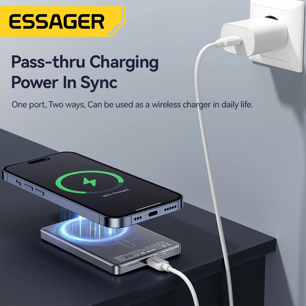 Essager Wireless Power Bank Magnetic 20W 5000mAh Portable Fast Charging External Battery for iPhone 17 16 15 14 - Image 6