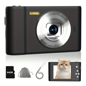 FUNNY PANDA Pink Digital Camera, 44MP 1080P Vlogging Camera with 16X Zoom - Thumbnail Image 6