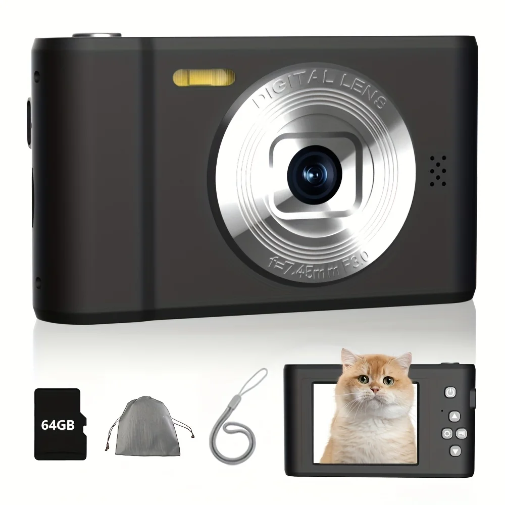 FUNNY PANDA Pink Digital Camera, 44MP 1080P Vlogging Camera with 16X Zoom - Image 6