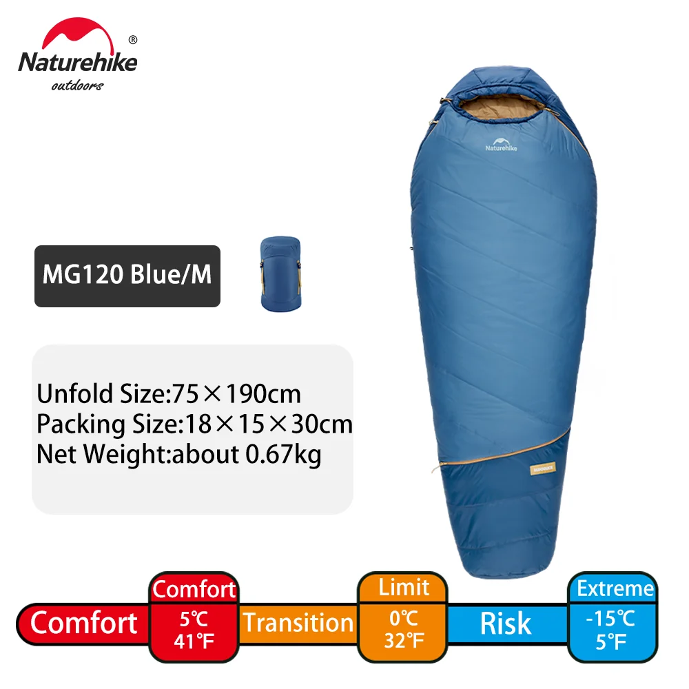 Naturehike MG120 MG270 Mummy Sleeping Bag -2~5℃ Ultralight Camping Hiking Cotton Warm Thermal Winter Machine Washable Tour Gear - Image 8