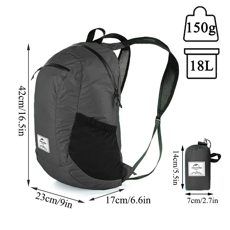 Naturehike Ultra Lightweight 18L Camping Backpack Portable Waterproof Nylon Bags Man Outdoor Hiking Sports Travel Backpack - Image 5