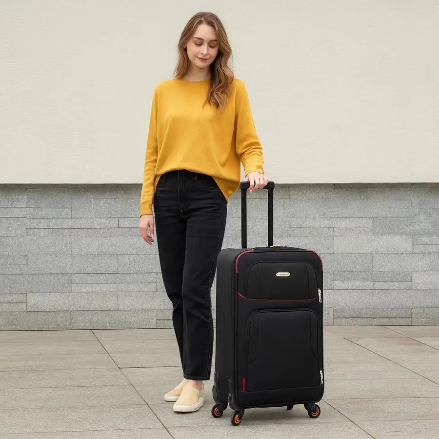 4-Piece Softside Spinner Luggage Set – Lightweight Travel Bags With 360° Wheels, Multiple Pockets & Telescopic Handles - Image 3