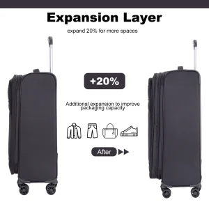 5 Piece Luggage Set with Expandable, Lightweight Softside Suitcase - Thumbnail Image 3