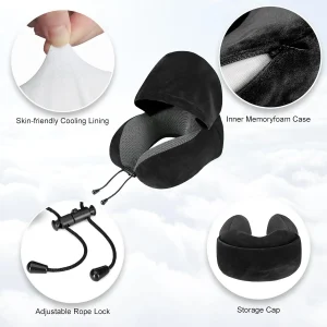 Travel Pillow, Neck Pillow for Travel with Hood - Thumbnail Image 5