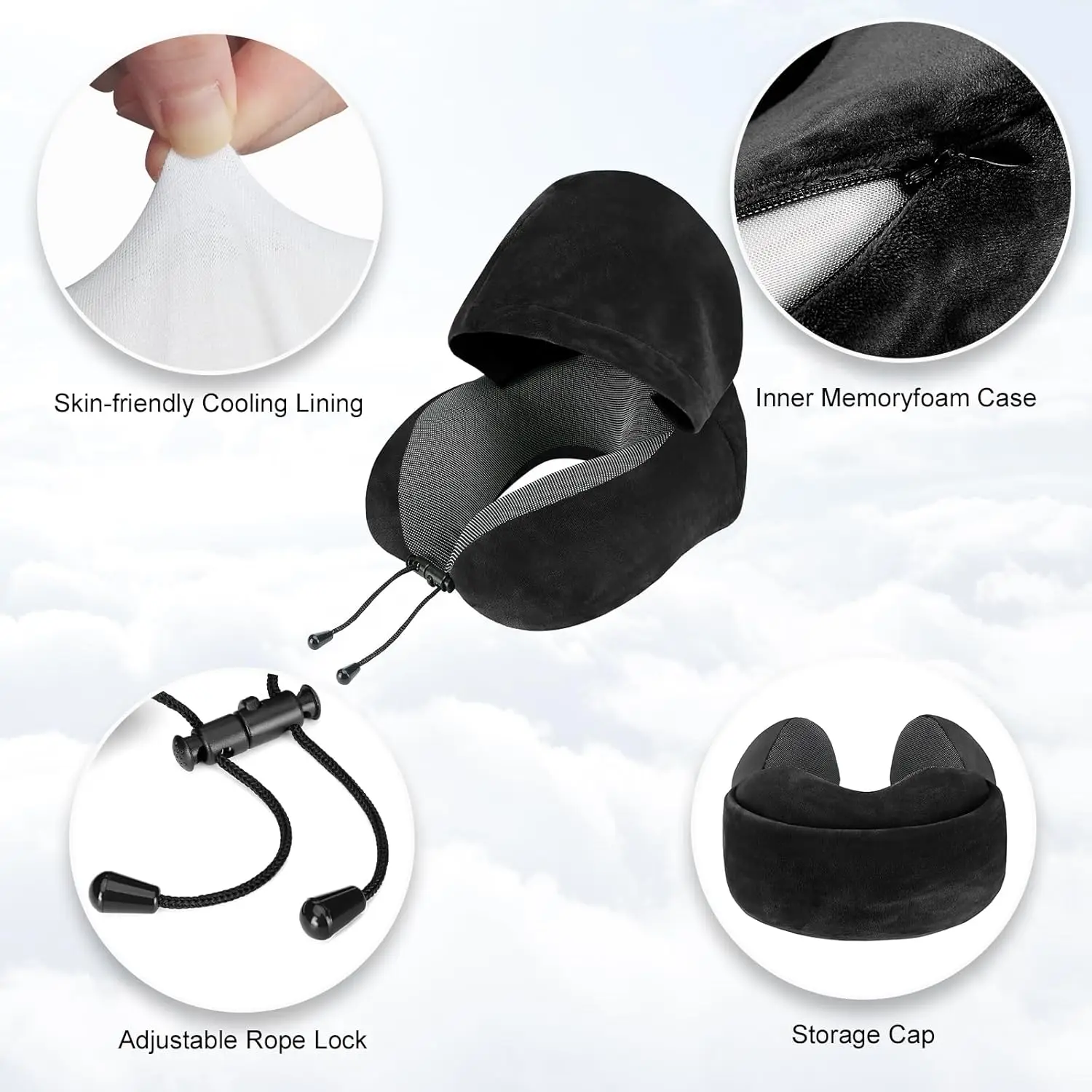 Travel Pillow, Neck Pillow for Travel with Hood - Image 5