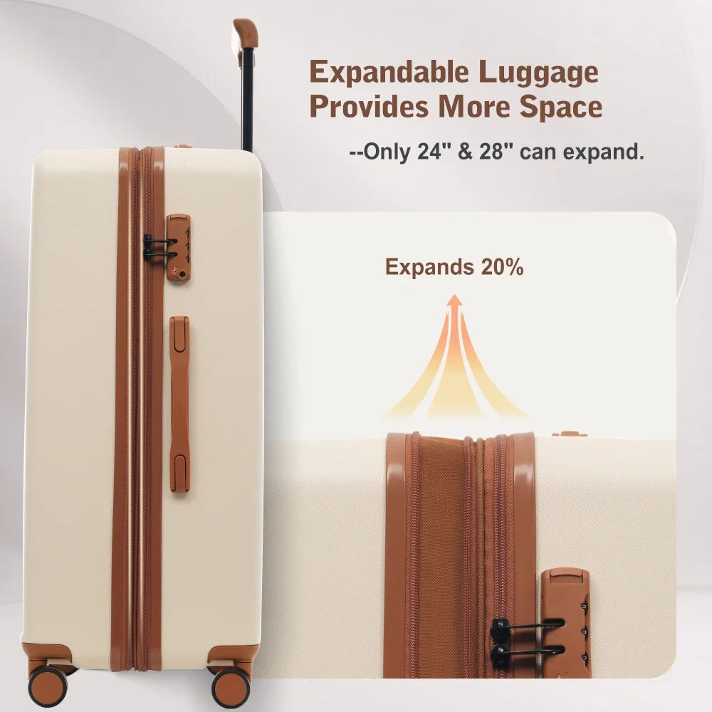 Luggage Sets 5 Piece with Front Opening, Hardside Expandable Carry On Suitcase Set with Double Spinner Wheel, Lightweight Travel Luggage with USB Port, Locks(20"24"28") - Image 4