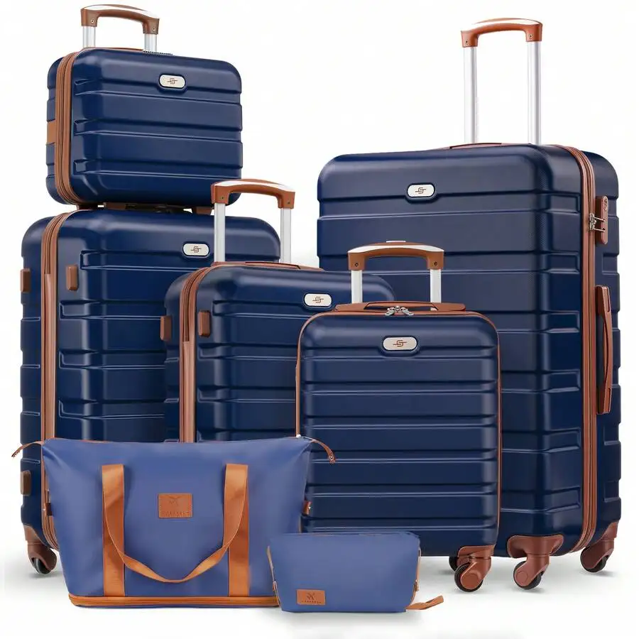 Hardside Luggage Set, 16/20/24/28 Inch Spinner Suitcases + 2 Travel Bags + 1 Cosmetic Case, 7-Piece Set - Image 10
