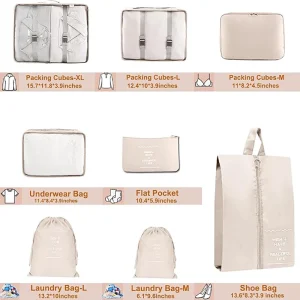 Packing Cubes for Travel - 8pcs/ Set Luggage Organizer Bags - Thumbnail Image 5