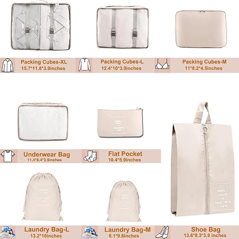 Packing Cubes for Travel - 8pcs/ Set Luggage Organizer Bags - Image 5