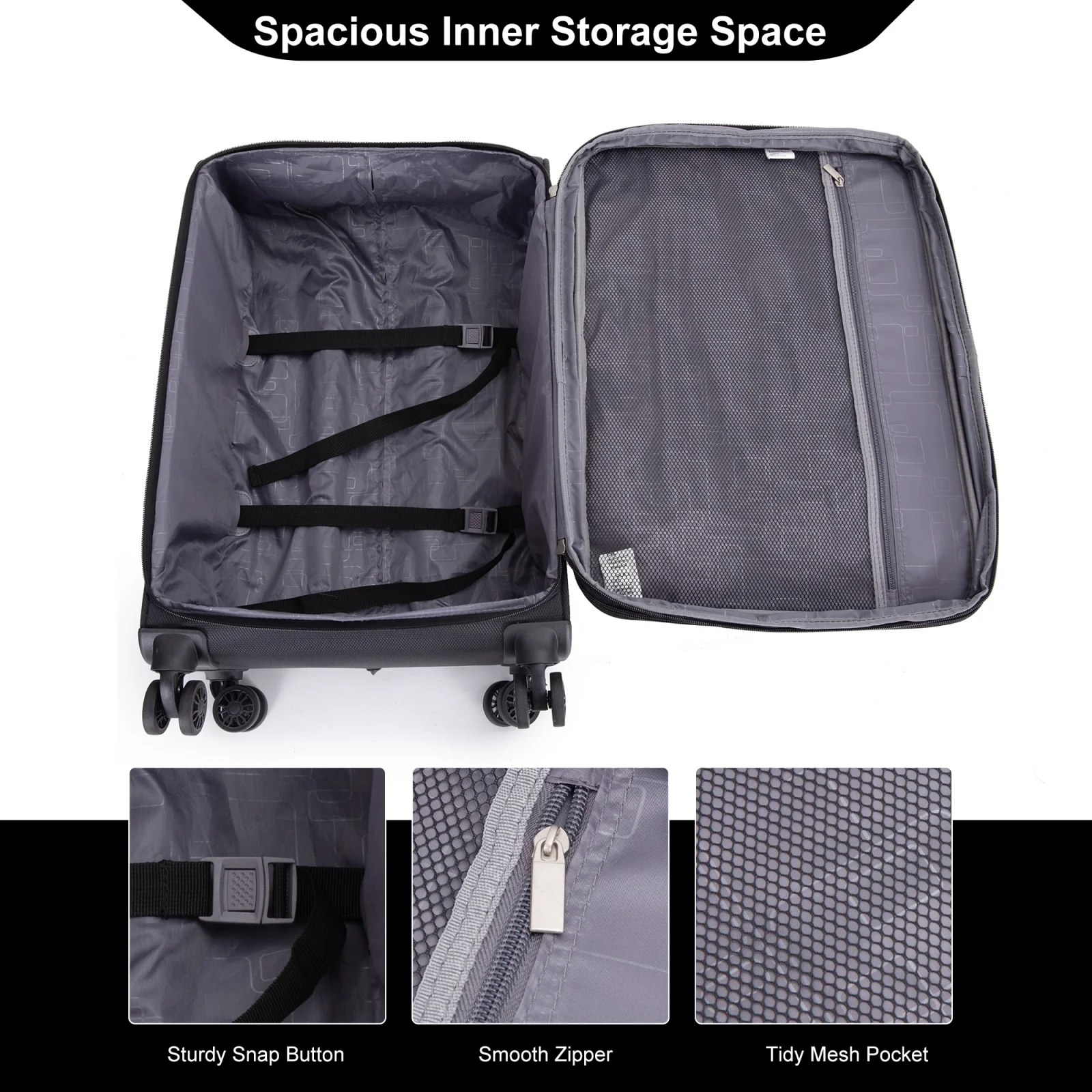 5 Piece Luggage Set with Expandable, Lightweight Softside Suitcase - Image 6