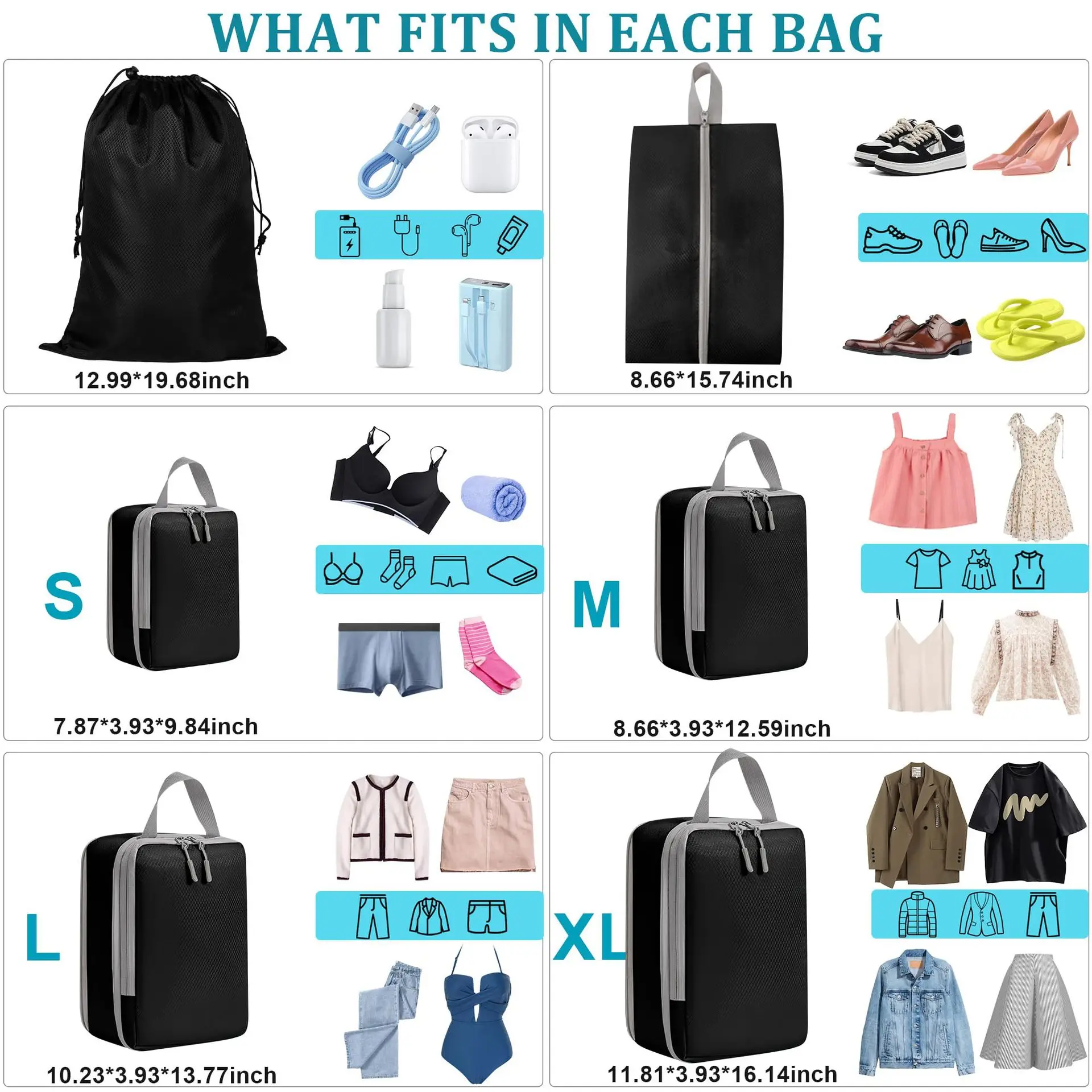 6 Set Compression Packing Cubes for Suitcase - Image 4